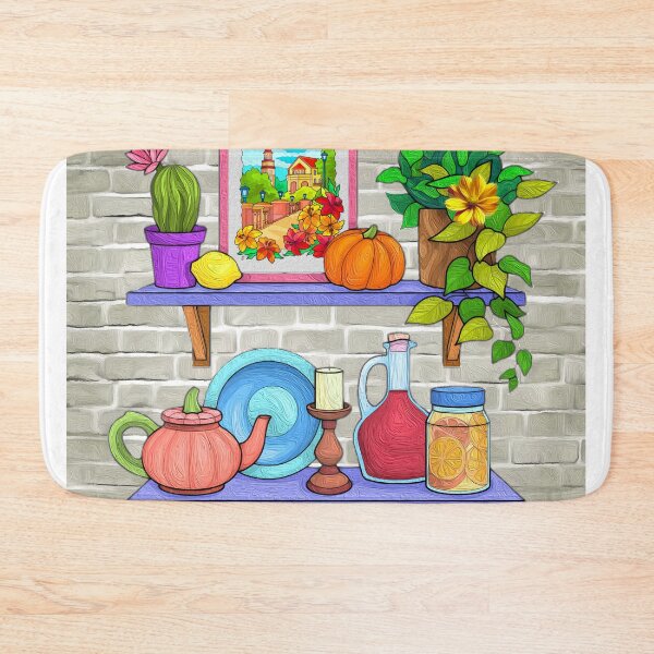 Item preview, Colorful Kitchen Shelves Still Life designed and sold by Anas Arts.