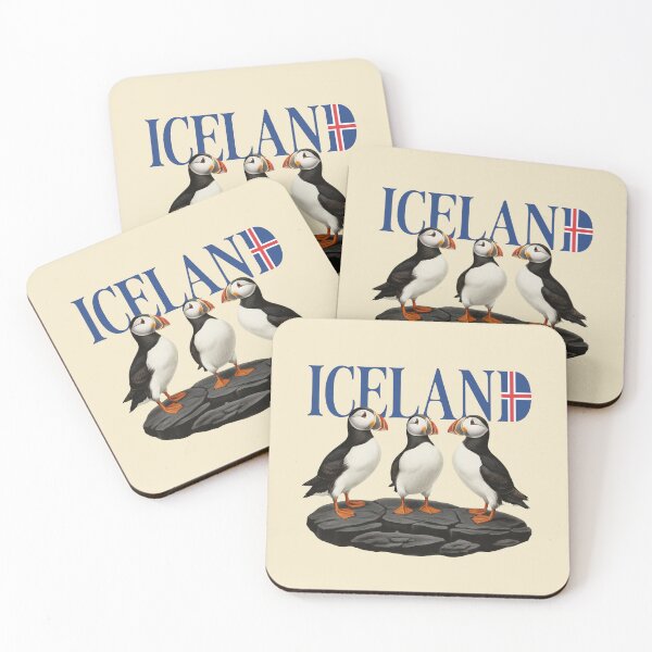 Item preview, Cute Iceland Puffins on Basalt Rocks Illustration designed and sold by LinaValearte.