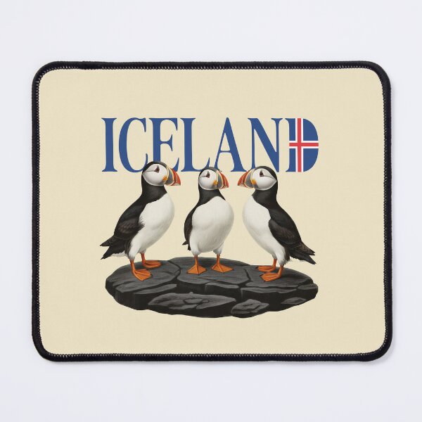 Item preview, Cute Iceland Puffins on Basalt Rocks Illustration designed and sold by LinaValearte.