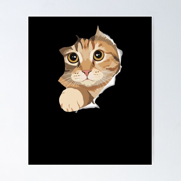 Item preview, Peeking Cat Torn Paper Effect Kawaii Feline designed and sold by salmzouriart.