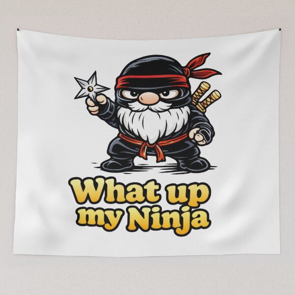 Item preview, Ninja Gnome with Shuriken – “What Up My Ninja” Cartoon Art designed and sold by Moriarty's Digital Visions.