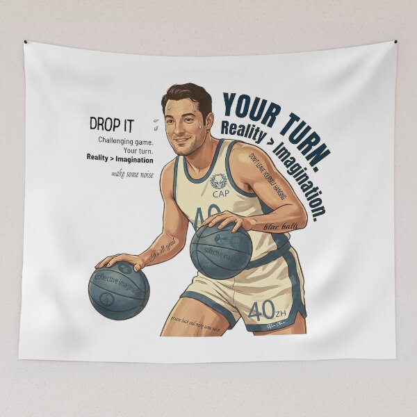Item preview, Your Turn - Retro Basketball Reality vs Imagination Art designed and sold by Hen-C-Art.