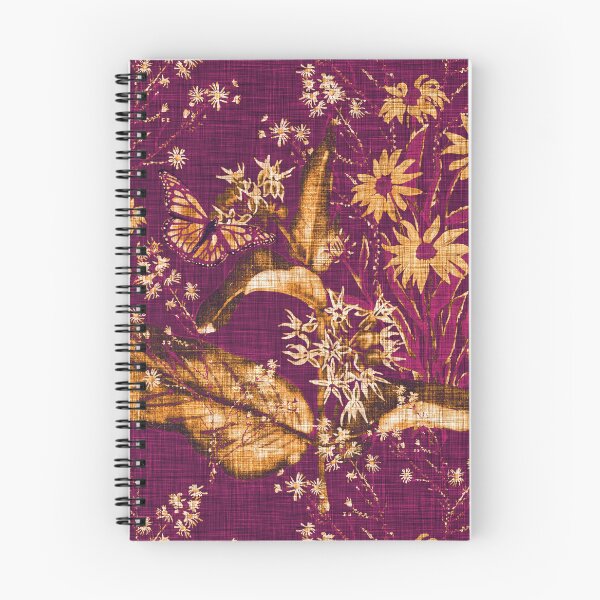 Item preview, Hand Painted Repeating Wild Flower Pattern with Monarchs Gold & Fuchsia Earth-tone designed and sold by LoveAlways-AEP.