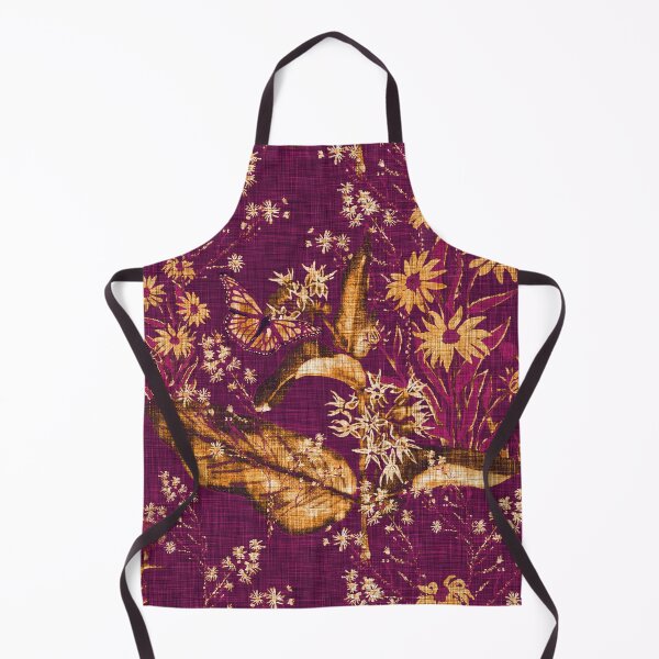Item preview, Hand Painted Repeating Wild Flower Pattern with Monarchs Gold & Fuchsia Earth-tone designed and sold by LoveAlways-AEP.