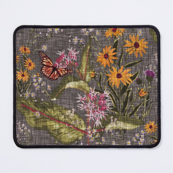 Item preview, Multicolor Hand Painted Repeating Wild Flower Pattern with Monarchs on Charcoal Background designed and sold by LoveAlways-AEP.