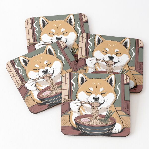Item preview, Happy Shiba Inu Eating Japanese Ramen Noodles designed and sold by k3rstman1.
