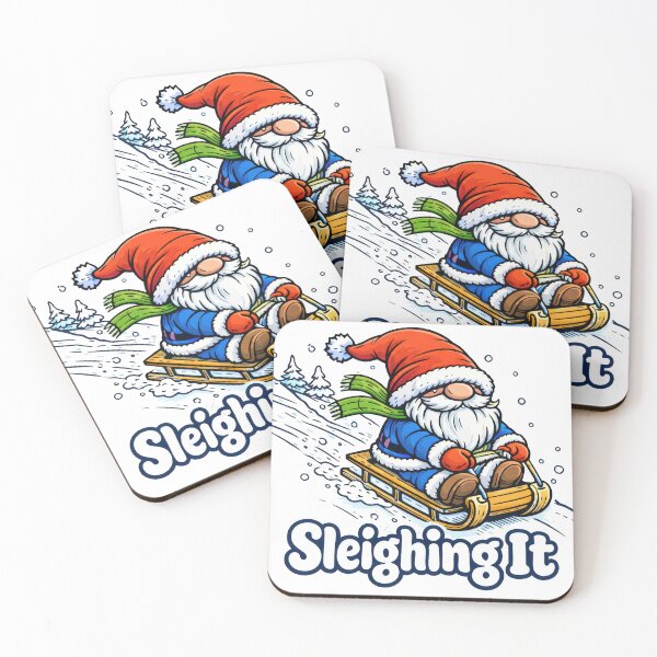 Item preview, Sleighing It Gnome – Funny Winter Sledding Cartoon Design designed and sold by Moriarty's Digital Visions.