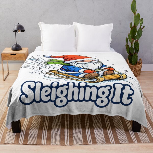 Item preview, Sleighing It Gnome – Funny Winter Sledding Cartoon Design designed and sold by Moriarty's Digital Visions.