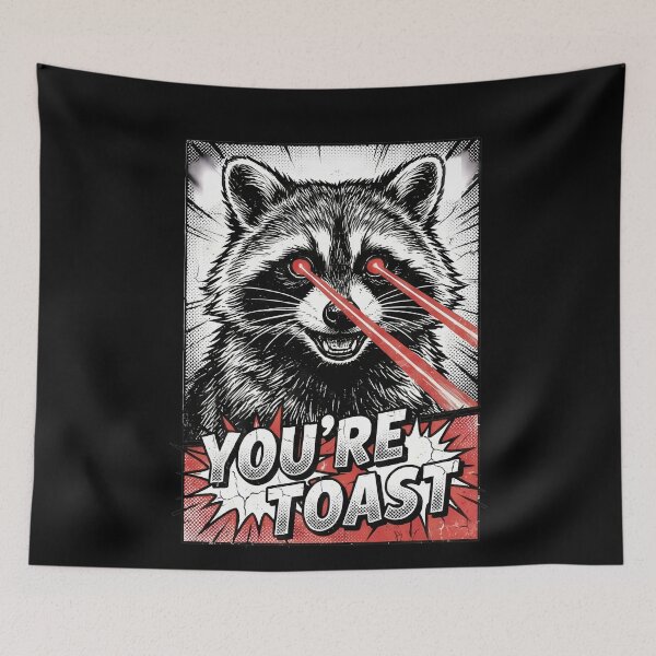 Item preview, Laser Eye Raccoon You're Toast Comic Pop Art designed and sold by k3rstman1.