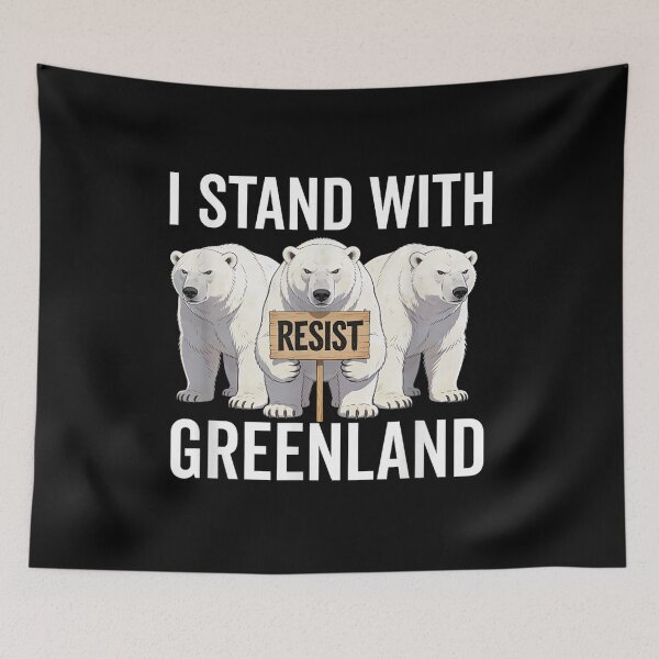 Item preview, I Stand With Greenland – Greenland Flag & Arctic Wildlife | Polar Bear Wolf Fox Owl designed and sold by ohmylore-arts.