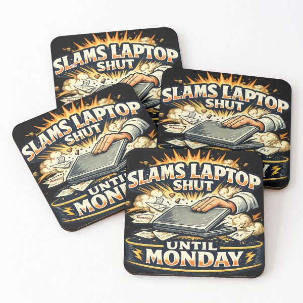 Item preview, Funny "Slams Laptop Shut Until Monday" T-Shirt for Office Workers designed and sold by Art Italiano.