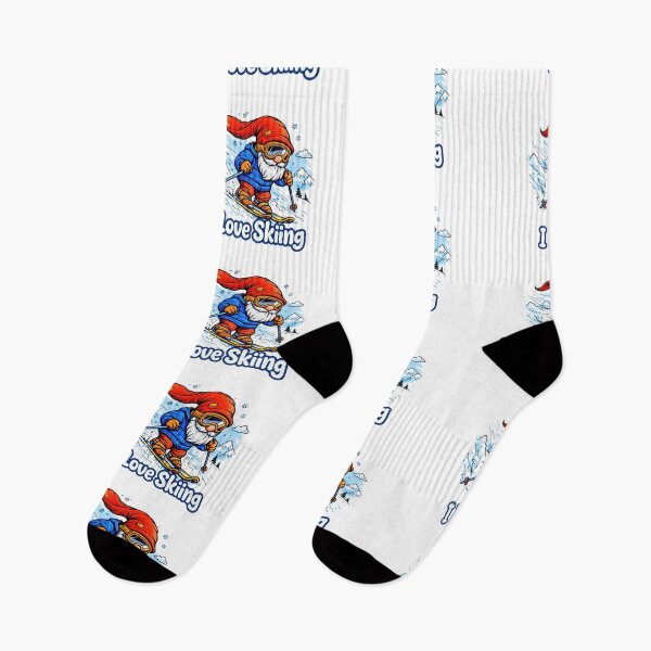 Item preview, Gnome Skiing – I Love Skiing Cute Winter Sports Illustration designed and sold by Moriarty's Digital Visions.