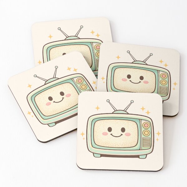 Item preview, Blushing Kawaii Retro TV - Cute Smiling Television with Rosy Cheeks Sticker designed and sold by Heathenicia.