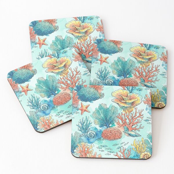 Item preview, Whimsical Coral Reef Botanical Pattern designed and sold by SavinMercantile.