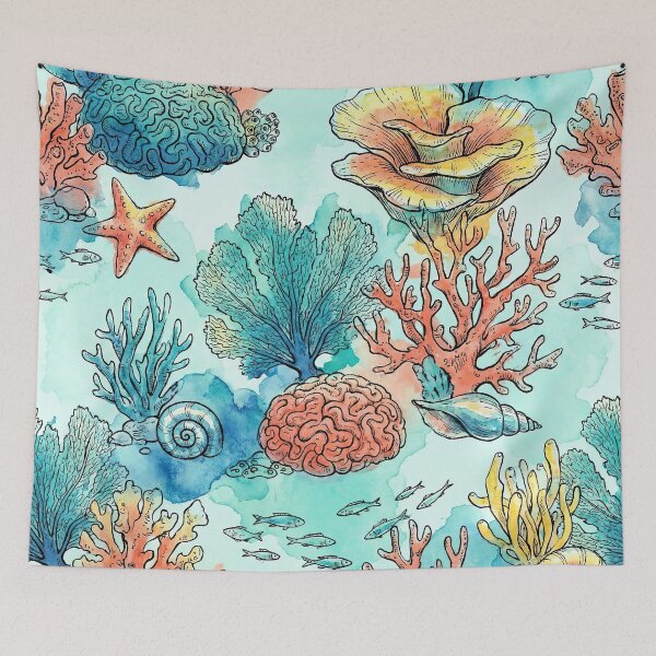 Item preview, Whimsical Coral Reef Botanical Pattern designed and sold by SavinMercantile.