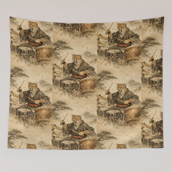 Item preview, Japanese Style Cheetah Percussionist designed and sold by Sarcastic designs.