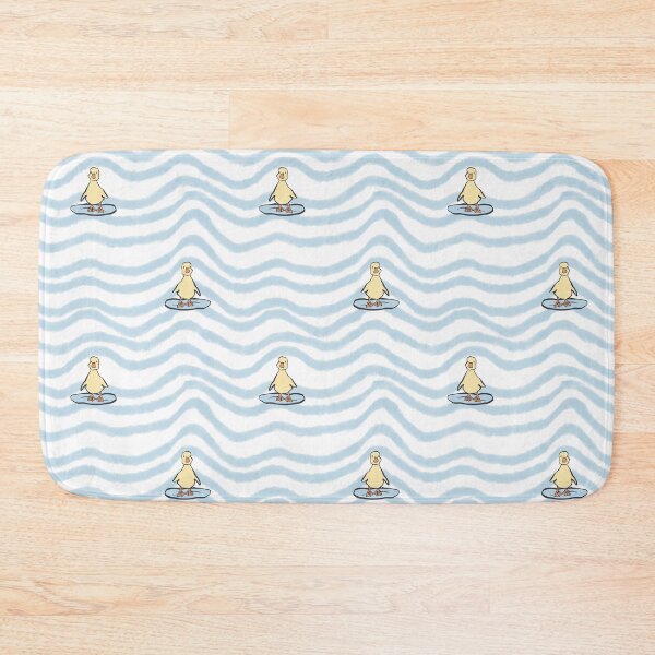 Item preview, Yellow Duckling on Blue Wavy Background designed and sold by NorthFieldsShop.
