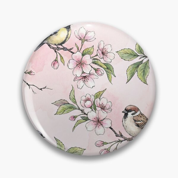 Item preview, Spring Blossom Birds Watercolor Pattern designed and sold by SavinMercantile.