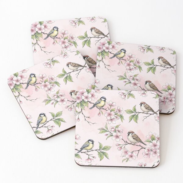 Item preview, Spring Blossom Birds Watercolor Pattern designed and sold by SavinMercantile.