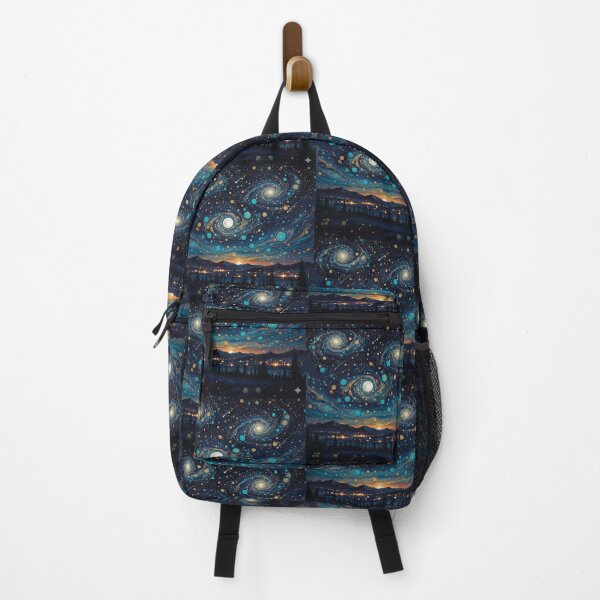 Item preview, Starry Night Ebru Landscape - Mystical Marbled Galaxy over Mountains designed and sold by Mervee11.