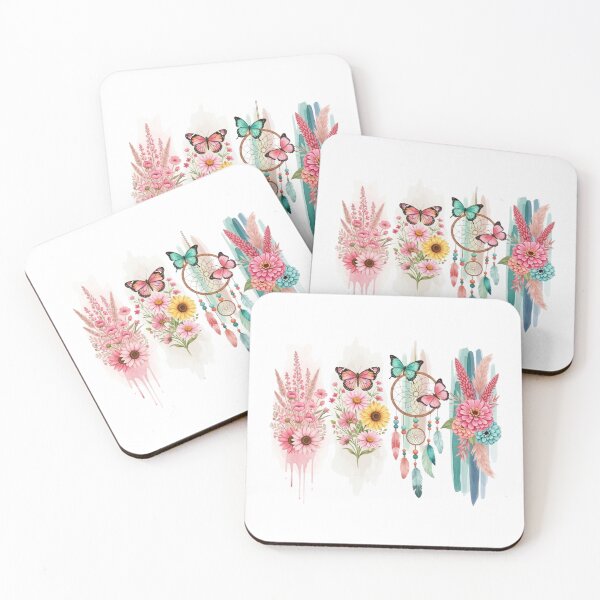 Item preview, Boho Watercolor Flowers Butterfly Dreamcatcher Feathers designed and sold by DigitalMomy.