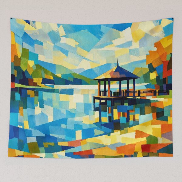 Item preview, Lakeside Gazebo - Abstract designed and sold by Myra365Art.