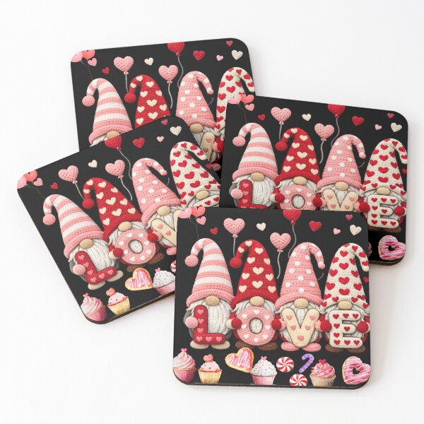 Item preview, Valentine Gnome LOVE – Cute Pink & Red Hearts, Candy & Sweet Valentine’s Day Art designed and sold by LovelyHappyGift.