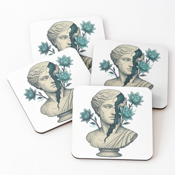 Item preview, Cyberpunk Greek Statue with Floral Fusion designed and sold by chromatalove.