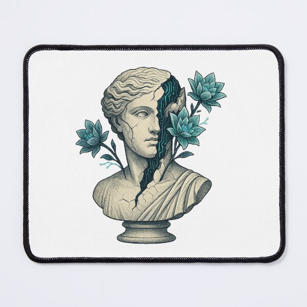 Item preview, Cyberpunk Greek Statue with Floral Fusion designed and sold by chromatalove.