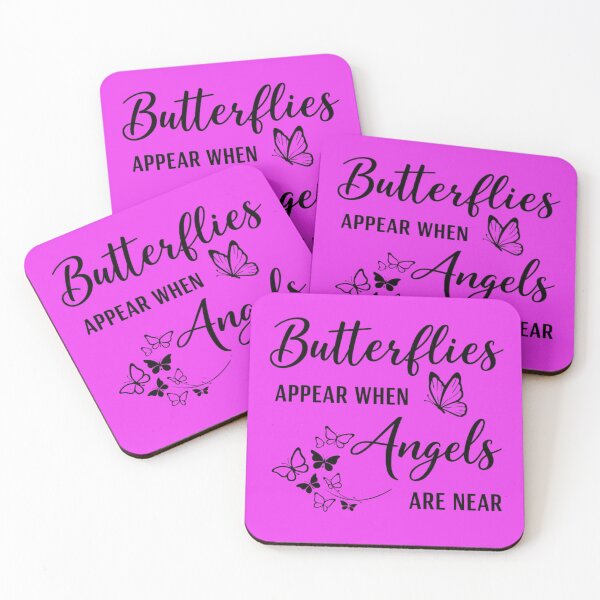 Item preview, Butterflies Appear When Angels Are Near – Minimal Typography Quote Art in Pink designed and sold by wanado.