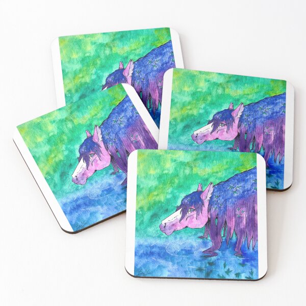 Item preview, Purple Horse Abstract Watercolor Kelpie designed and sold by DoodleBeasts.
