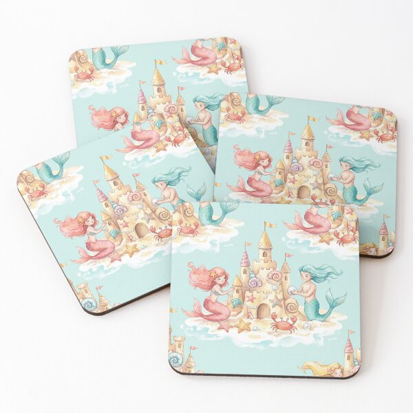 Item preview, Whimsical Merfolk Sandcastle Fantasy Pattern designed and sold by SavinMercantile.