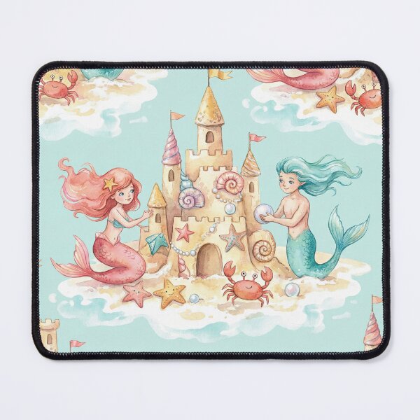 Item preview, Whimsical Merfolk Sandcastle Fantasy Pattern designed and sold by SavinMercantile.