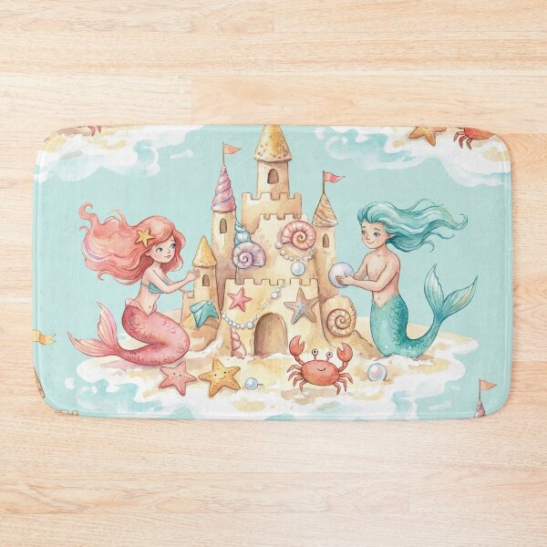 Item preview, Whimsical Merfolk Sandcastle Fantasy Pattern designed and sold by SavinMercantile.