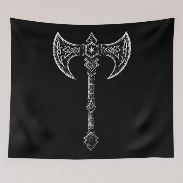 Item preview, Viking Double Axe – Nordic Rune Battle Weapon Art designed and sold by Mortisigil.