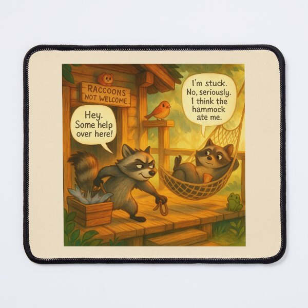 Item preview, Raccoon Hammock Trouble - Funny Kids Tshirt designed and sold by FunscapeHQ.