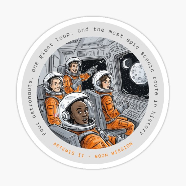 Artemis II Mission Most Epic Scenic Route in History Space Art draw Sticker