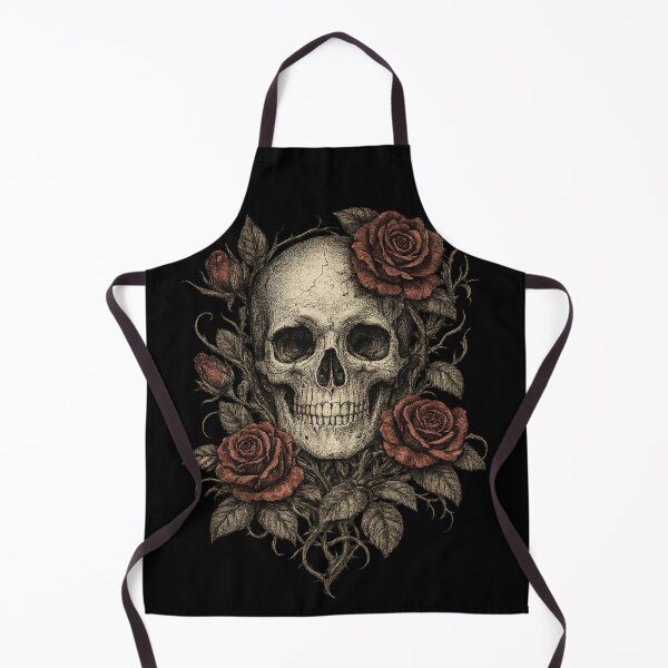 Item preview, A weathered skull entwined with dark roses designed and sold by Mouraludia.