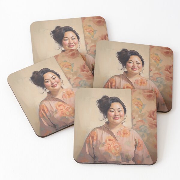 Item preview, Joyful AAPI Woman Portrait | Soft Floral Asian Art Illustration designed and sold by bingsoobookclub.