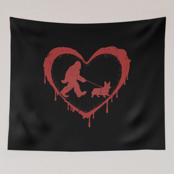 Item preview, Bigfoot Walking Corgi Dripping Heart T-Shirt designed and sold by LashondaGreen89.