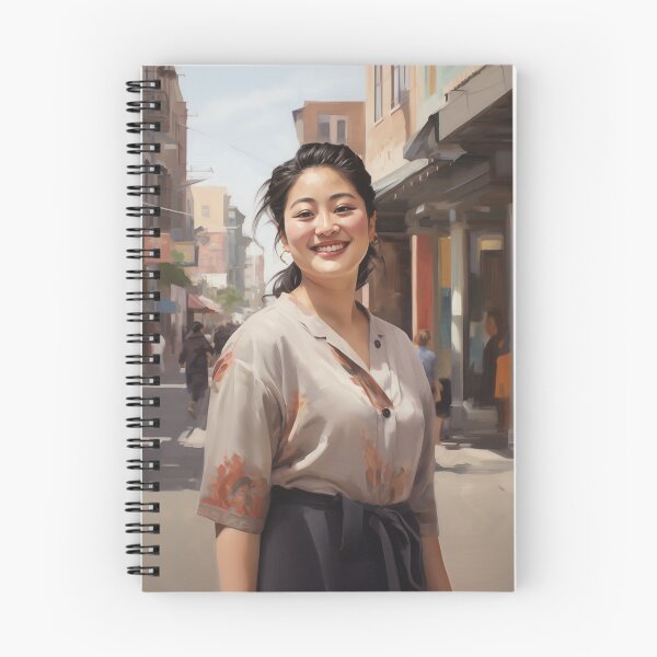 Item preview, Joyful AAPI Woman Portrait | Smiling Asian Woman City Art designed and sold by bingsoobookclub.
