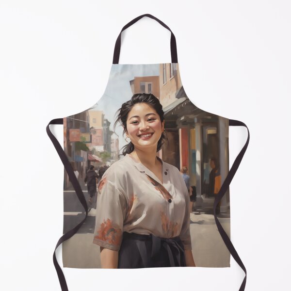 Item preview, Joyful AAPI Woman Portrait | Smiling Asian Woman City Art designed and sold by bingsoobookclub.
