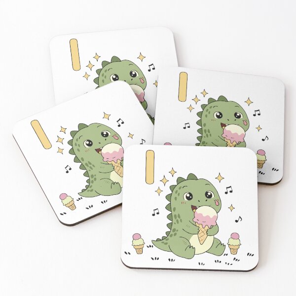 Item preview, Cute Dinosaur Alphabet I – Baby Dino with Ice Cream Kids Illustration designed and sold by MeeraArts&Crafts.