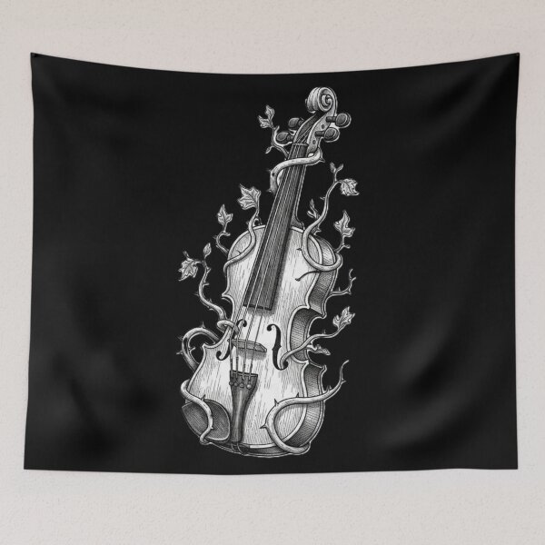 Item preview, Study for a Violin Overtaken by Thorns, Rendered in Silence and Time designed and sold by Mouraludia.