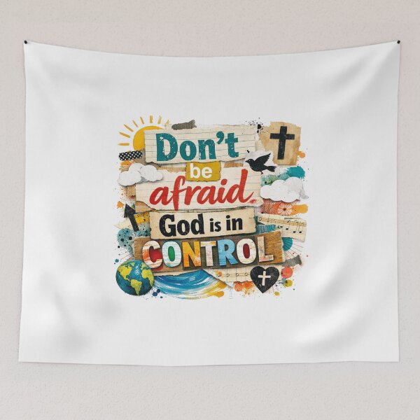 Item preview, Don’t be afraid God is in CONTROL - Inspirational Collage Graphic designed and sold by Faithloveshop.