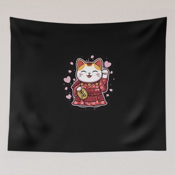 Item preview, Cute Japanese Lucky Cat Valentine Chibi Samurai Art designed and sold by SWEET-TINAPAY.