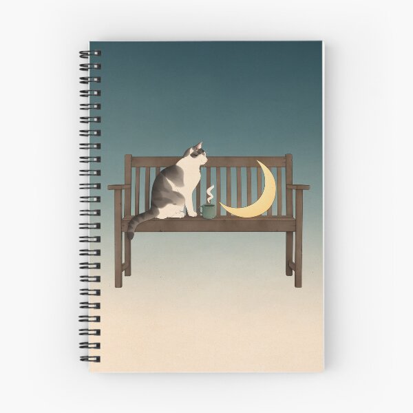 Item preview, Cat Sitting on Bench with Crescent Moon designed and sold by Broccoli  Cat Art.
