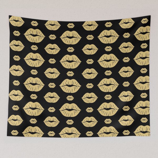 Item preview, Champagne Gold Lips Pattern Graphic – Sexy Kiss Print, Pop Art Valentine Design, Bold Lip Illustration designed and sold by wackyartwork.