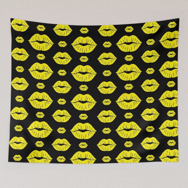 Item preview, acid yellow Lips Pattern Graphic – Sexy Kiss Print, Pop Art Valentine Design, Bold Lip Illustration designed and sold by wackyartwork.