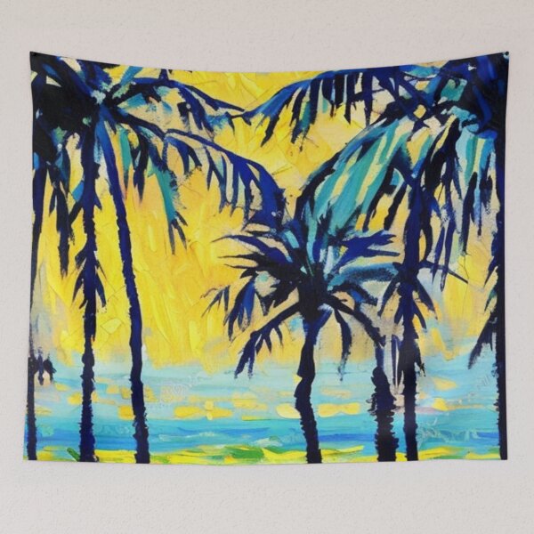 Item preview, Blue Hour Palm Tree Sunset Art for Serene Coastal Souls designed and sold by WildStroke.
